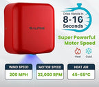 Alpine Automatic Hand Dryers for Bathrooms Commercial High Speed 110-120V Stainless Steel Electric Hand Dryer, Plug In & Hardwire Options with Air Filter, ADA & UL Compliant & 5 Years Coverage (Red)