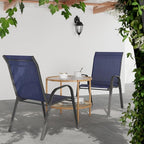 Patio Dining Chairs Set of 2, Stackable Dining Chairs High Back, Breathable Seat Fabric and Alloy Steel Frame Fit Backyard, Porch, Lawn，Poolside (Blue)