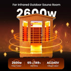 Outdoor 4 Person Sauna Far Infrared Saunas Dry Sauna Room Red Cedar and Canadian Hemlock Wood Wooden Sauna Spa 2600W 240V with 7 Color Light 62.2 * 46.8 * 81.9 inches