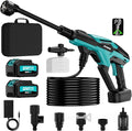 Cordless Pressure Washer, 800PSI Brushless Power Washer with 2 x 4.0Ah Battery, 17FT High Elastic Hose, 6-in-1 Nozzle and Storage Handbag, 3 Power Level Portable Pressure Washer for Home, Car, Garden