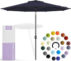 Midtown Umbrellas 10-Year-No-Fade - 9 Ft - UV Proof Navy Blue Polyester Fabric - Umbrella Outdoor Patio, Auto-Tilt Aluminum Frame Patio Umbrella for Garden, Pool & Deck - Black Pole