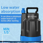 Submersible Water Pump 1/2HP Electric Utility Pump, 1860GPH Sump Pump Submersible Thermoplastic for Swimming Pool Garden Pond Basement Draining with 25ft Long Power Cord