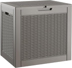 NUNU LAB 32 Gallon Resin Deck Box,Outdoor Indoor Waterproof Storage Box for Patio Cushions, Garden Tools, Pool Accessories,Backyard Storage Bin,Grey
