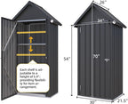 AECOJOY Outdoor Storage Cabinet Waterproof, Vertical Tall Outdoor Storage Cabinet with Shelves, All Weather Metal Vertical Storage Shed & Outdoor Cabient for Garden in Dark Grey