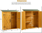 Outdoor Storage Cabinet, Double Lockable Wooden Garden Shed, Outside Vertical Wood Tall Tool Shed for Yard Patio Lawn (Natural)