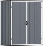 Patiowell Outdoor Storage Shed 5x3 FT, Plastic Garden Organizer Cabinet with Lockable Doors & Strong Roof for Patio Furniture, Pool Accessories, Lawn Tools, Dark Grey