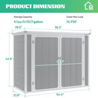 Seizeen 41 Cu.Ft Resin Shed with Floor, 4.7x2.5 FT Outdoor Horizontal Storage Shed for Trash Cans and Garden Tools, Waterproof Outdoor Plastic Shed for Lawn Mower, Pool Toys, Bicycle (Light Gray)