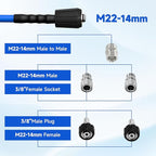 Pressure Washer Hose 100FT 1/4'' Kink Resistant 3600 PSI Power Washer Hose Extension with Leak-Free M22 Female and 3/8" Quick Connection Kit (100FT)