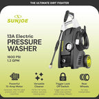 Sun Joe SPX1000 11.5-Amp Electric Pressure Washer, Green