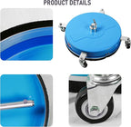 17" Pressure Washer Surface Cleaner with 4 Wheels, Coated Blue Stainless Steel Power Washer Surface Cleaner for Driveway Sidewalk, 1/4" Quick Connector, 2 Extension Wand, 4000 PSI