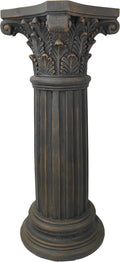 OUTOUR Unique Magnesium Oxide Corinthian Greek Column Pillar with Stand Base Pedestal for Indoor Outdoor Garden Backyard Courtyard Patio Decor33.5’’High,Antique Bronze
