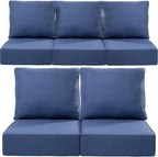 Luxury 22x24/22x25 6-Inch Outdoor Cushions for 5 Peice Patio Set - Set of 5 Outside Deep Seat Cushion for Porch Furniture Dining Swivel Chairs Loveseat Couch Sectional Sofa - Navy Blue