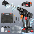 Cordless Pressure Washer, 6-in-1 Nozzle Portable Battery Powered Pressure Washer Handheld with 2 Battery Powered, 18bar Portable High Pressure Cordless Power Washer for Car/Floor/Patio Cleaning(black)