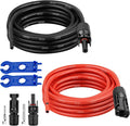 XRDS -RF Solar Extension Cable 10AWG, 6FT Red & Black Solar Panel Wire with Solar Connectors, PV Wire with Disconnect Wrenches & Extra Male/Female Connectors for RV, Camper, Inverter, Off-Grid System