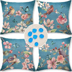Cirzone Waterproof Outdoor Pillow Covers 18x18 Inch Set of 4 Summer Spring Floral Throw Pillow Covers Spring Outdoor Decor for Patio Furniture Garden Sofa