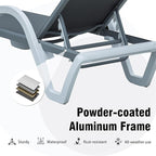 Domi Outdoor Lounge Chair, Aluminum Patio Chaise Lounge with 5 Position Adjustable Backrest and Wheels, All Weather Reclining Chair with Armrest and Side Table for Patio, Yard,Balcony,Poolside (Grey)