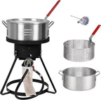 Red Mountain Valley 10.5-Quart Outdoor Propane Fish Fryer with Aluminum Filter Basket and Thermometer for frying fish, wings, 50,000 BTU Gas Propane Deep Fryer, 0-5 PSI Regulator, Full CSA Approved