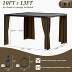 Gazebo Universal Replacement Privacy Curtain,10'×13' Gazebo Outdoor Waterproof Curtains, 4-Panels Sidewall Curtains with Double Zipper for Patio Canopy, Garden and Backyard (Curtain Only)