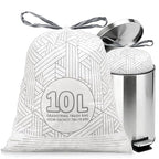 OKKEAI 3 Gallon Drawstring Trash Bags, White Small Bathroom Garbage Bags – 90 Count Tear-Free, Heavy Duty Printed Liners, Leak-Proof White Trash Bag for Kitchen, Office, Multipurpose Use