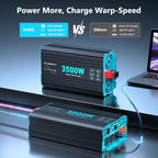 Pure Sine Wave 3500W Power Inverter 12V DC to 120V AC for RV, Truck, Home, Off-Grid, Solar, Inverter with 3 AC Outlet, 30W USB-C, 5V 3.1A USB, Hardwire Port, 15FT Remote Control, Surge 7000W