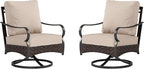Swivel Patio Sofa Chairs - 2 PCS Outdoor Swivel Rocker Armchairs, Patio Seating with High Back Deep Seat for Porch Deck Balcony