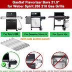 GasSaf 21.5" Flavorizer Bars Replace for Weber 7534, Genesis Silver A, Spirit 200 Series E/S200 E/S-210, Spirit 500 with Side Control Knob, 5-Pack Stainless Steel Flavor Bars(21.5" x 1.7" x 1.7")