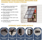 Plastic Shed 8x8 Outdoor Storage Resin Sheds, 2 Lockable Awning Windows, Reinforced Steel Frame, Heavy-Duty Resin Garden Shed for Backyard, Patio, Tool & Bike Storage