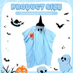 Halloween Porch Goose Outfit Ghost Lawn Goose Clothes with Pumpkin Bag for 23" Disco Plastic/Cement Outdoor Patio Yard Lawn Art Decoration(Blue,Matte)