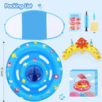 Baby Pool Float with Canopy, Inflatable Baby Swim Float with UPF50+ Sun Protection, Toddler Infant Pool Float with Toy Play Console Adjustable Safety Seat for Kids Girls Boys Aged 6-36 Months