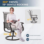 Amopatio Padded Patio Swivel Chairs Set of 8, Outdoor Dining Chairs with Ultra Soft Textilene High Back Seat & Metal Rocker Frame, for Backyard Deck Lawn Garden, Light Gray
