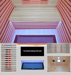 Wooden Infrared Sauna Room, Canadian Hemlock Low EMF, 2-3 Person 1832W Personal Home Spa Carbon Heater Sauna Full Spectrum Sauna Room