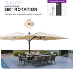 PURPLE LEAF 10' X 13' Rectangle Patio Umbrella Large Outdoor Aluminum Offset Umbrella with 360-degree Rotation Cantilever Umbrella for Garden Deck Backyard Pool, Beige