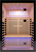 Home Sauna Far Infrared Sauna Dry Sauna for 2 Person,7-Colors LED Light Indoor Sauna Room with Low EMF 2160W,10 Minutes Pre-Warm up,Canadian Hemlock Wood