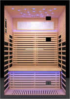 Home Sauna Far Infrared Sauna Dry Sauna for 2 Person,7-Colors LED Light Indoor Sauna Room with Low EMF 2160W,10 Minutes Pre-Warm up,Canadian Hemlock Wood