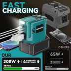 200W Power Inverter for Makita 18V, DC 18V to AC 110V Inverter, Portable Power Station with 2 USB Ports & 1 AC Outlet & 1 Type-C Fast Charging, Battery Adapter with LED, Battery Not Included