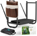 Heavy Duty Garden Kneeler and Seat for Elderly, 400lbs Capacity Foldable Gardening Stool with Support Legs & Thick Pad, Includes Large Tool Organizer Bag, Black