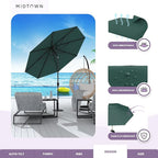 Midtown Umbrellas 10-Year-No-Fade - 9 Ft - UV Proof Forest Green Polyester Fabric - Umbrella Outdoor Patio, Auto-Tilt Aluminum Frame Patio Umbrella for Garden, Pool & Deck - Black Pole