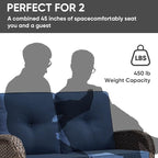 HUMMUH Outdoor Loveseat Sofa 2-Seat PE Wicker Outdoor Couch with Coffee Table,Deep Seat High Back Outdoor Patio Furniture for Patio,Garden,Porch,Deck(Blue)