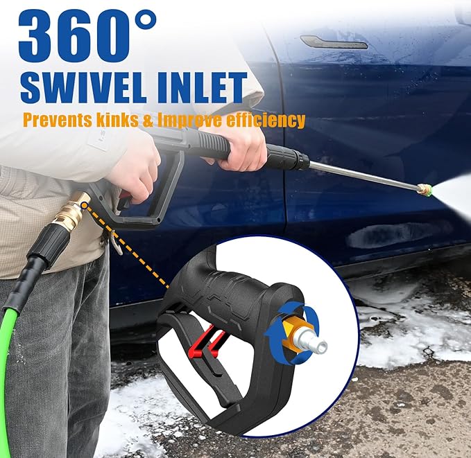 TOOLCY Gas Powered Pressure Washer, 3200 PSI and 2.6 Max GPM, Reinforced Pump, 35FT Extended Power Hose, Kink-Less Swivel Gun with & 5 Nozzles, for Cars/Fences/Driveways/Homes/Patios