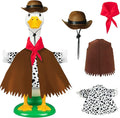 Western Cowboy Porch Goose Outfits for 23" Lawn Statues, Cute Cowboy Hat, Triangular Scarf & Clothes Set for Concrete/Plastic/Cement Goose, Western Theme Costume for Outdoor Patio, Yard Decor