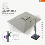 PURPLE LEAF 9' X 12' Sunbrella Cantilever Umbrella Outdoor Double Top Deluxe Rectangle Patio Offset Hanging Umbrella Outdoor for Garden Pool Backyard Cast Ash