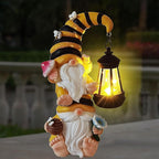 Garden Gnomes Outdoor Statue Solar Bee Garden Gnomes with Led Lantern Outdoor Decor for Yard,Patio,Lawn,Gnome Gifts for Women,Mom,Gnomes Decorations for Yard