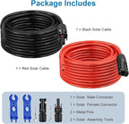 XRDS -RF Solar Extension Cable 10AWG, 20FT Red & Black Solar Panel Wire with Solar Connectors, PV Wire with Disconnect Wrenches & Extra Male/Female Connectors for RV, Camper, Inverter, Off-Grid System