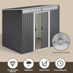 Gizoon 7.4'x5.3' Outdoor Storage Shed Metal Garden Shed with Sliding Lockable Doors, Versatile Tool Bike Shed with Transparent Panel Windows, Outdoor Storage Clearance for Backyard, Patio, Dark Gray