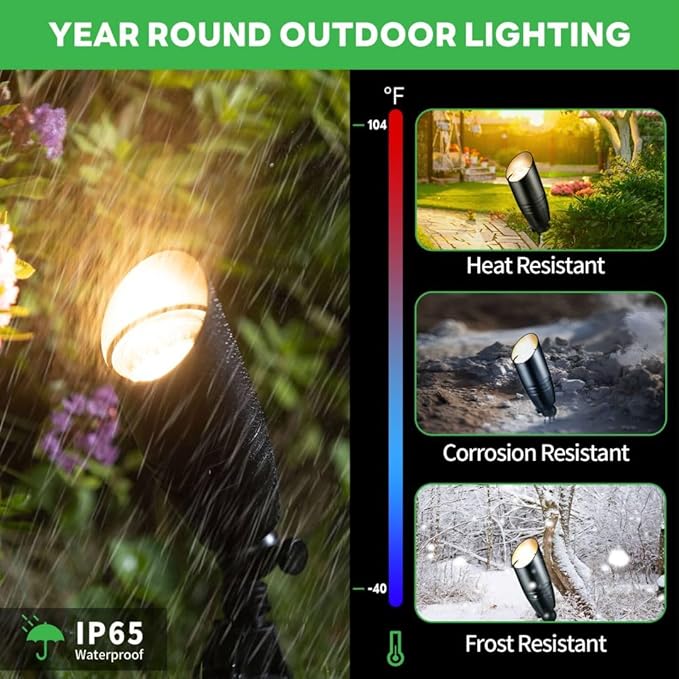 Black LED Outdoor Spotlights, Durable Low Voltage Landscape Lighting, Aluminum Waterproof Uplights for House, Garden, Lawn Without MR16 Bulb 6 Pack