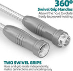 SPECILITE Stainless Steel Garden Water Hose 50 ft with Swivel Handle, Lightweight & Flexible Pipe with Heavy Duty Nozzle for Yard, Outdoor, Lawn