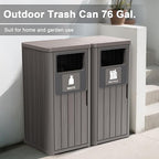 ROJIK 35" Tall Outdoor Trash Can,Weatherproof Resin Garbage Indoor Durable Lightweight,Suitable for Patio Office Kitchen,Easy to Clean,Assemble(Waste&Recycle,Grey)