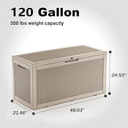 EasyUp 120 Gallon Outdoor Storage Box Waterproof, UV Resistant Resin Deck Box with Hydraulic Rod, Reinforced Stability for Patio, Garden, Rattan Gray