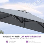PURPLE LEAF 10 Feet Patio Umbrella Outdoor Cantilever Square Umbrella Aluminum Offset Umbrella with 360-degree Rotation for Garden Deck Pool Patio, Light Grey