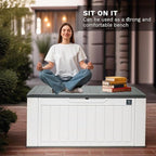 230 Gallon Large Outdoor Storage Box, Durable Deck Boxes Outdoor Waterproof, Resin Waterproof Deck Box for Patio Furniture Outdoor Cushions Garden Tools and Pool Storage (White, 150Gallon)